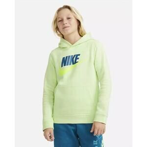 Nike Boys Sportswear Club Fleece Hoodie Light Lime/Volt, Size Medium